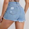 Vintage Distressed High-Waist Denim Shorts