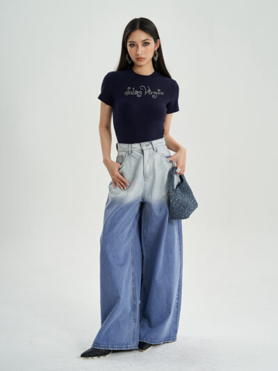 Women's Versatile Vintage Blue High-Rise Jeans