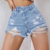 Vintage Distressed High-Waist Denim Shorts