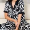 Women's Zebra Print Short-Sleeve Jumpsuit