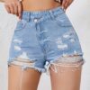 Vintage Distressed High-Waist Denim Shorts